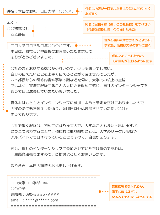 面接 後 の お礼 メール 【例文&マナー】面接のお礼メール・お礼状、実際に送った人はXX％!? 書き方と宛先は？